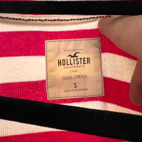 Y2K Hollister pink & White Striped Henley - Picture 3 of 3